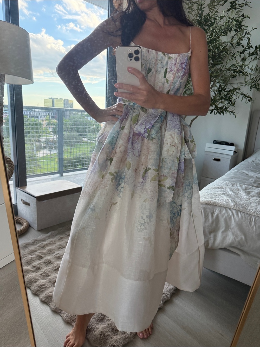Zimmermann 1  White Midi Dress with Pastel Floral Print